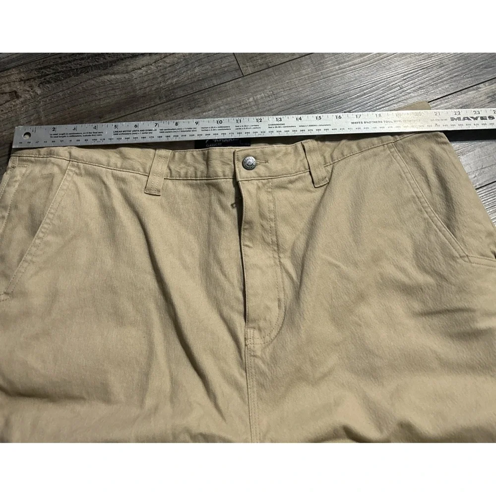 Mountain Khakis Mens Flannel Lined Hiking Pants Size 42x32 Beige, Paint On Them‎